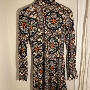 Nieves Lavi turtleneckm silk print dress